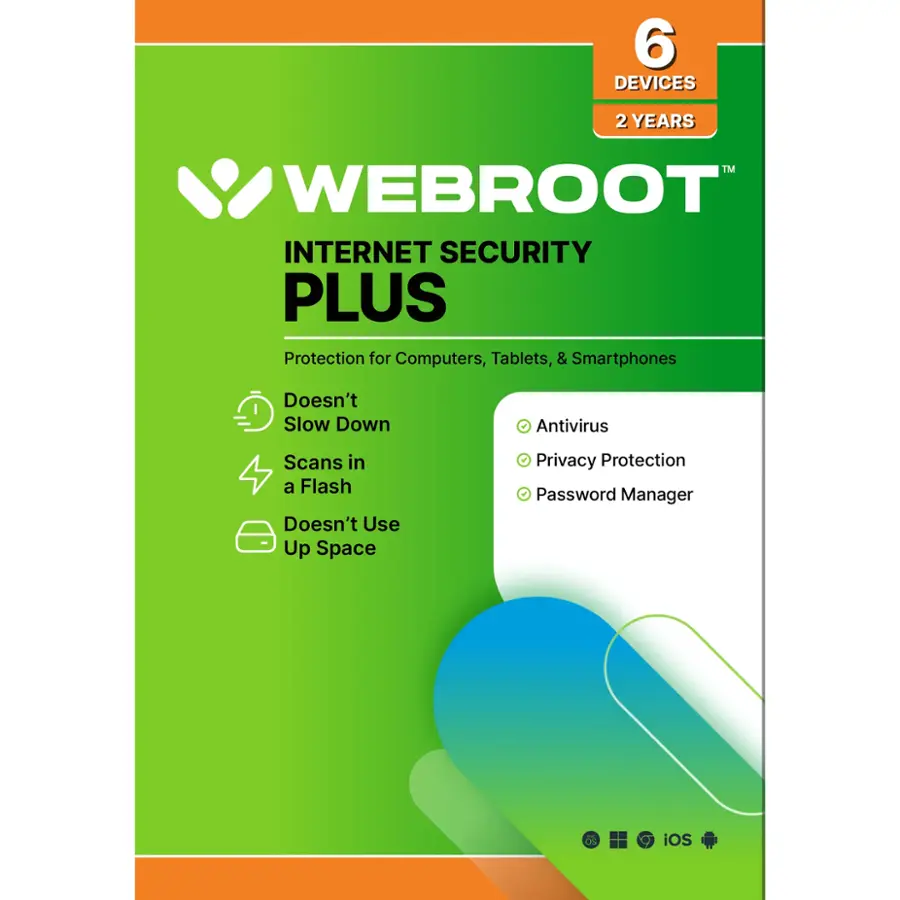 Webroot - Internet Security Plus + Antivirus Protection (6 Devices) (2-Year Subscription)
